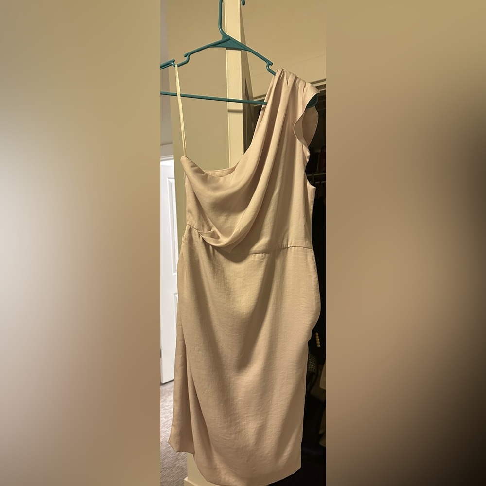 Elegant Cream One Shoulder Mini Dress